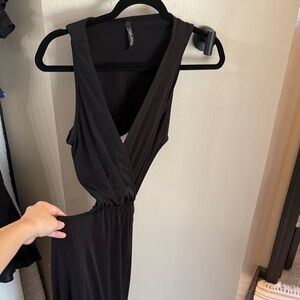 One-Shoulder Black Wrap Dress - Unbranded